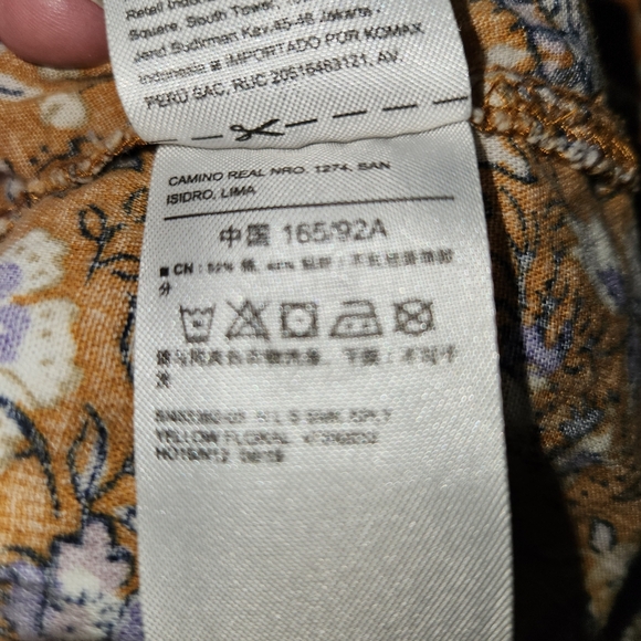 Old Navy Size M Golden Yellow Floral Peasant Top V Neck Boho Cottagecore Tassels - Picture 9 of 9